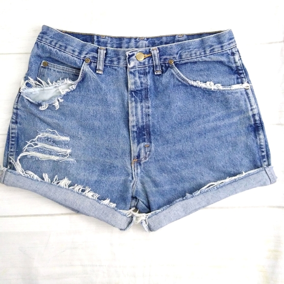 Wrangler Pants - Vintage Wrangler High Rise Distressed Shorts 30